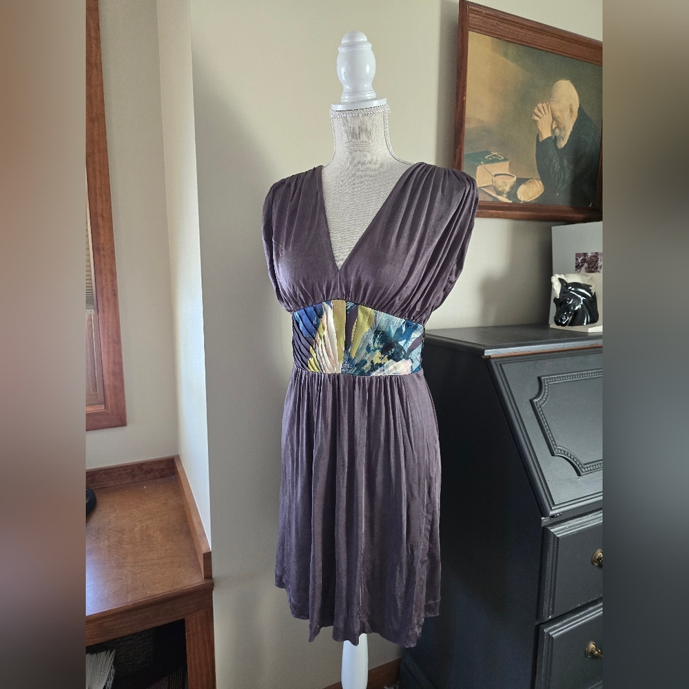 Ted Baker London Size 2 Small Gray Taupe Short Womens Dress Deep V